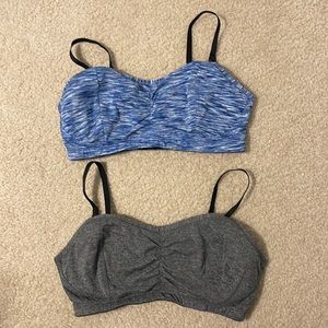 Padded Nursing sports bras-Gray and blue/white-Large